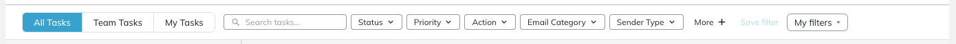 The queue filter bar with the scope tabs and filter controls