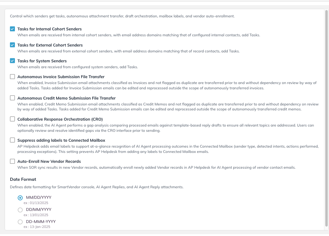 The Processing and Automation capability group showing its settings.
