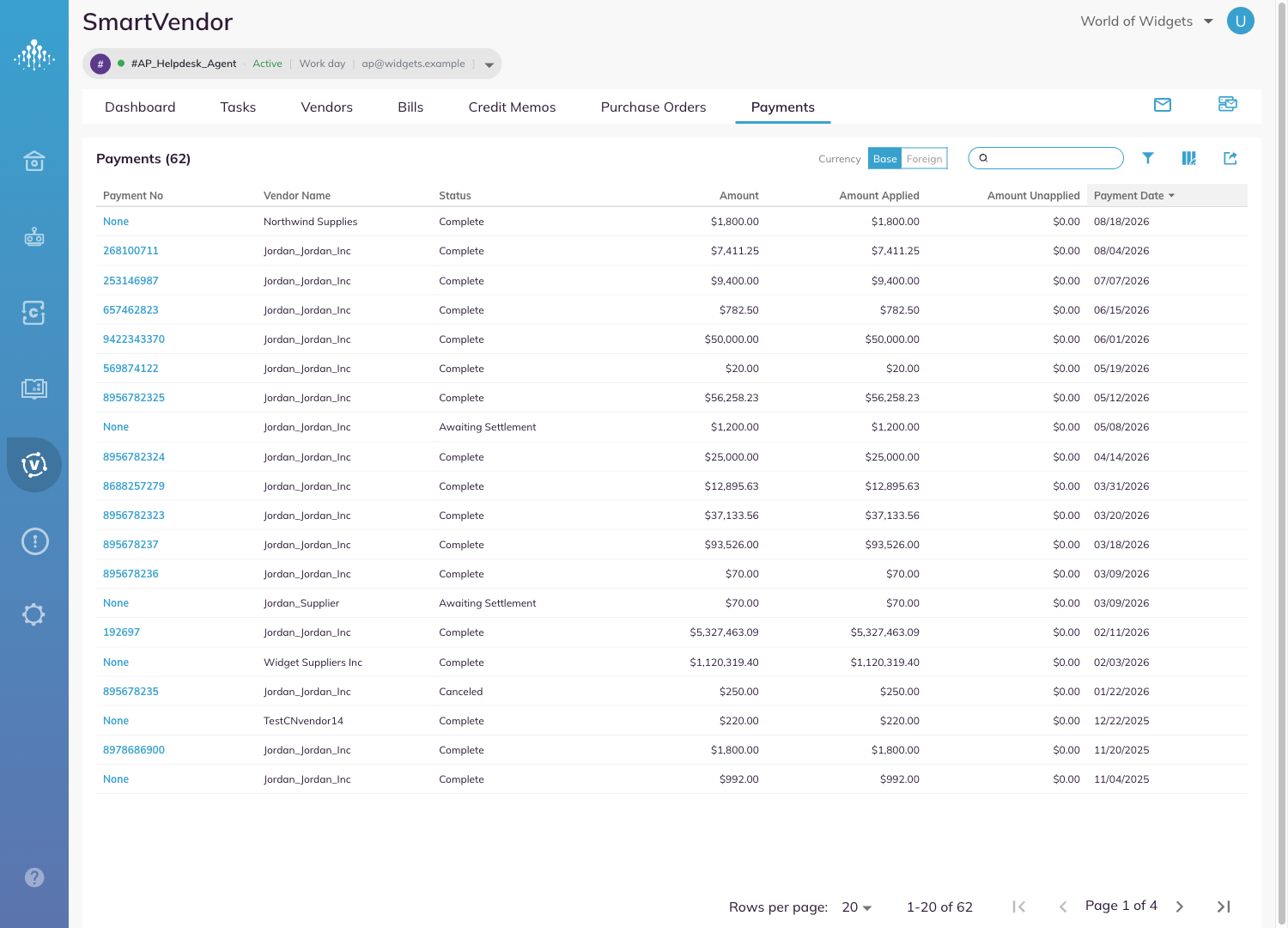 The Payments tab.