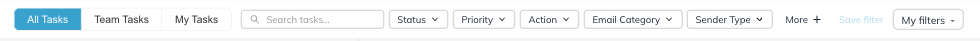 The scope tabs and the filter row above the task list.