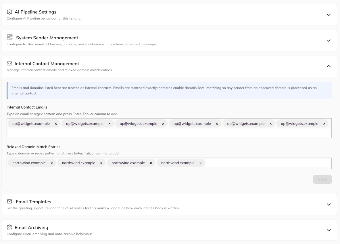 Internal Contact Management.