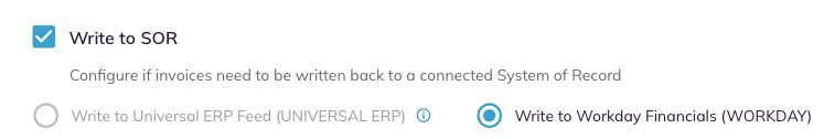 The Write to SOR check box selected, with two write-back targets listed and the Universal Connector option greyed out