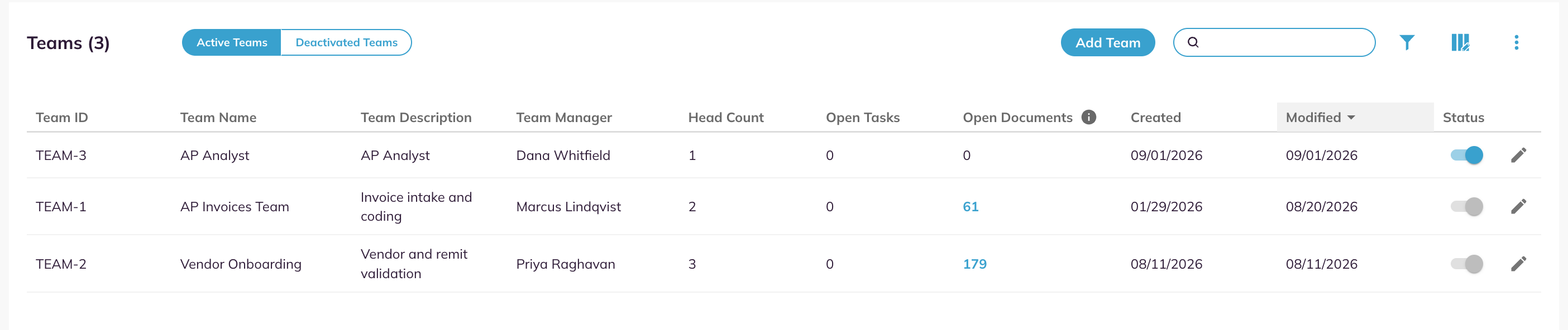 Open Documents beside Open Tasks in Team Management