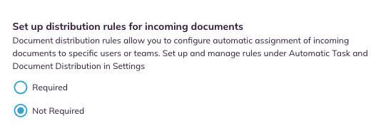 The distribution setting on the SmartFlow Settings tab, with Required and Not Required options