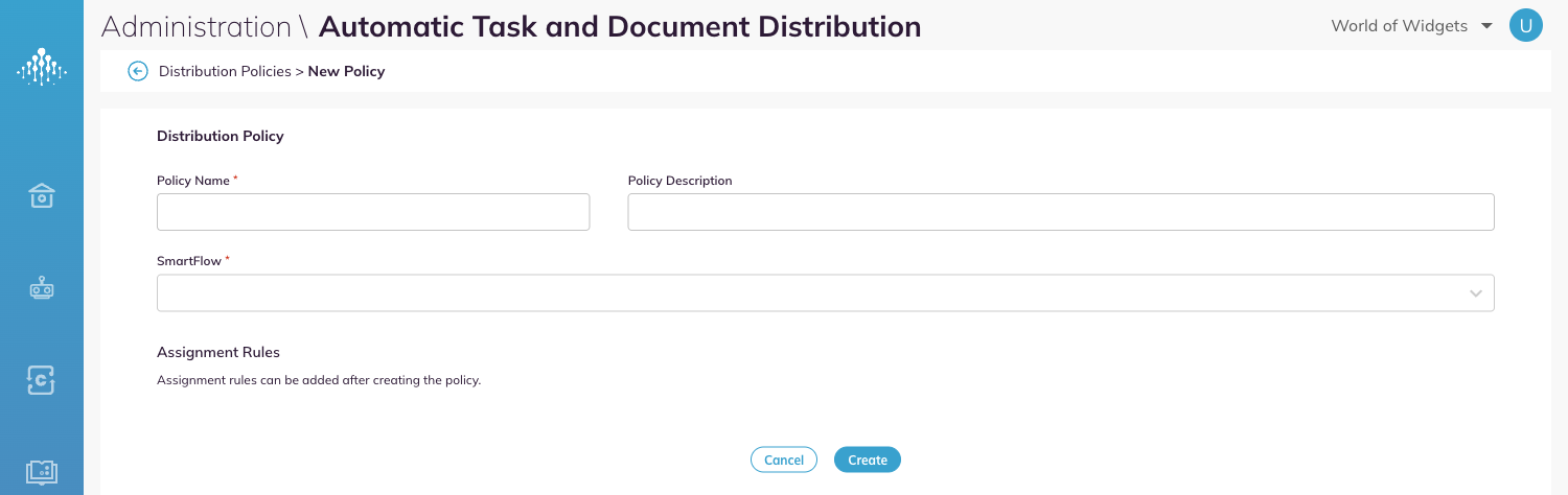 The New Policy page.